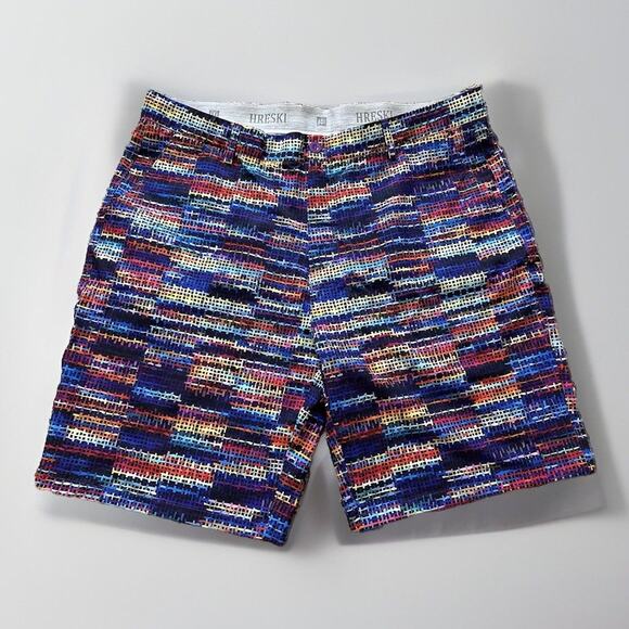 Hreski Golf Shorts Mens Size 40 Performance Multicolor Rough‎ Woven Plaid - Picture 1 of 4